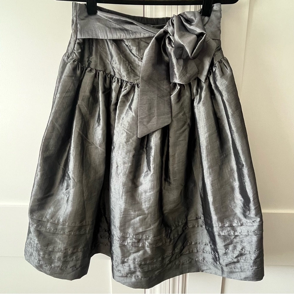 Boutique France Tulle Lined Tie Waist Bell Skirt Gray Sz 16